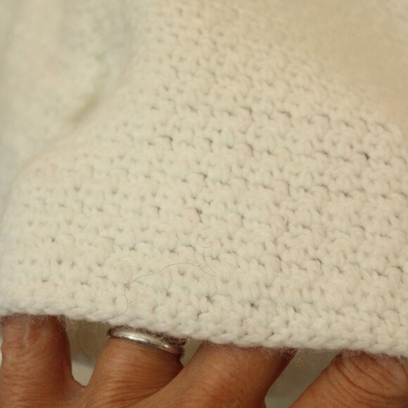 Vintage 1950s 1960s Baby Sweater, White Knit Cardigan with Blue Ties - Picture 9 of 10